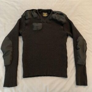 Citadel Sweater Mens 2XL Black Wool V Neck Commando Military Patches Workwear